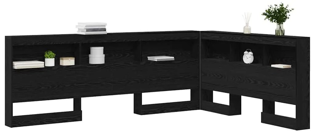 vidaXL Κεφαλάρι Αποθήκης με ράφι Μαύρη δρυς 160 cm Επεξεργασμένο ξύλο
