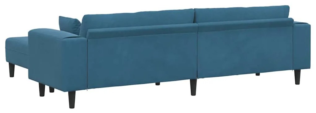 vidaXL Βελούδινος καναπές με μαξιλάρι 3 pcs Μπλε 208 εκ. Βελούδο