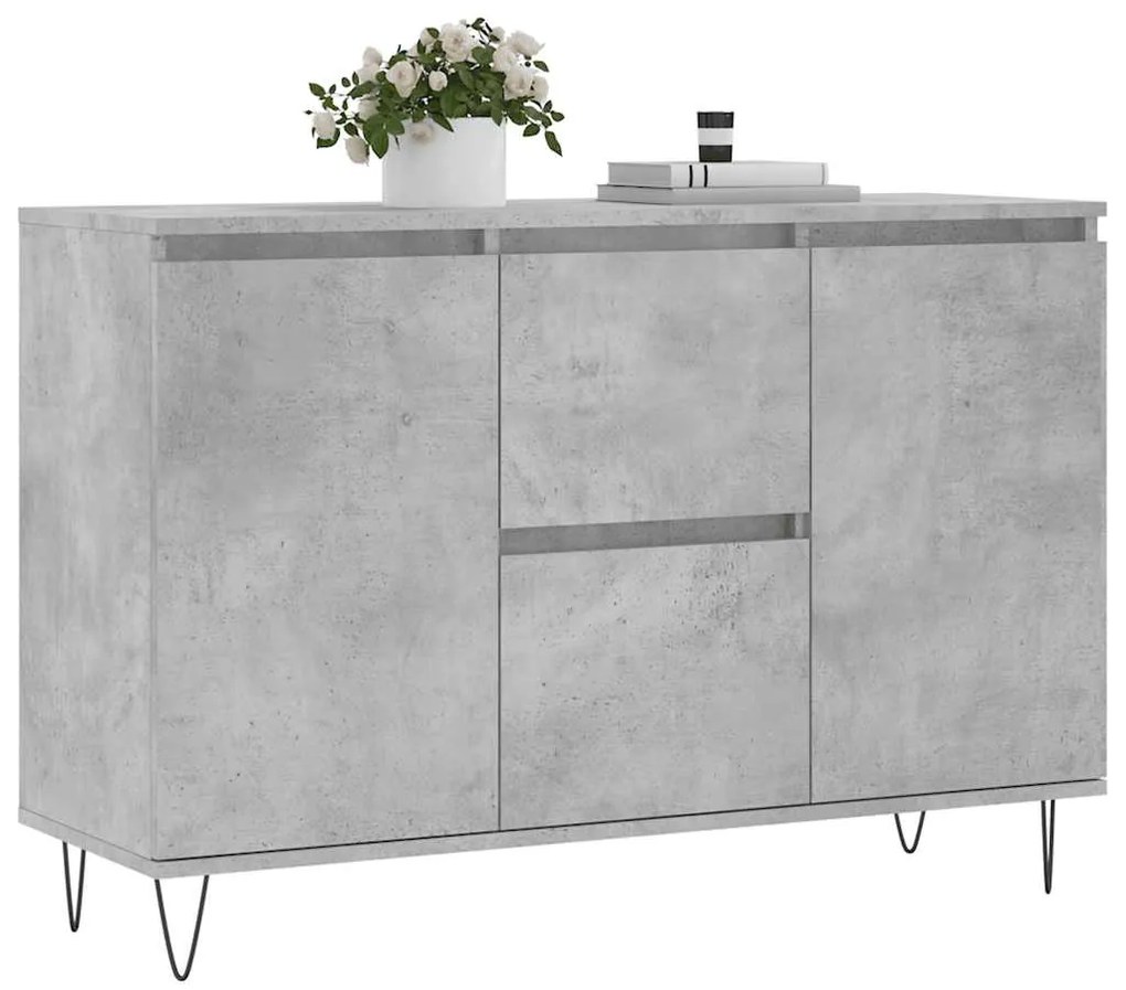 vidaXL Μπουφές Γκρι Σκυροδέματος 104x35x70 εκ. από Επεξεργασμένο Ξύλο