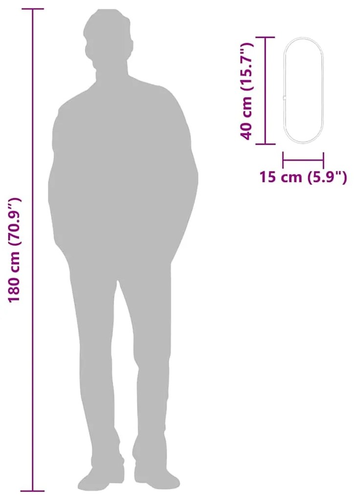 vidaXL Καθρέφτης Τοίχου Οβάλ Χρυσός 40x15 εκ.