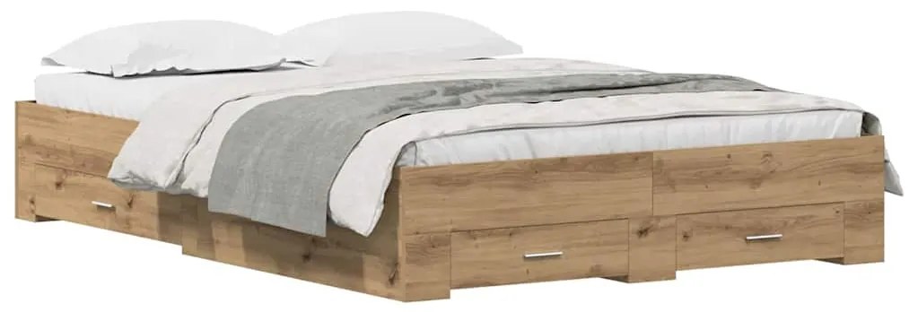 vidaXL Κρεβάτι με Συρτάρια με συρτάρι artisan δρυς 135 x 190 cm