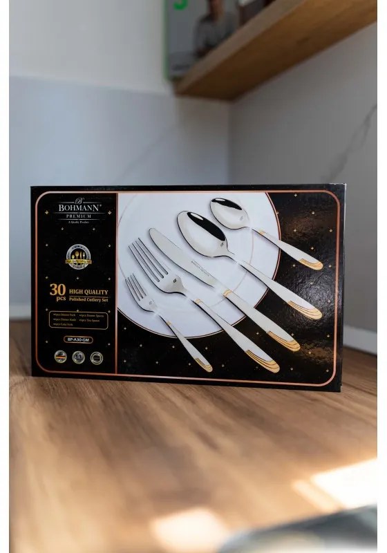 Σετ μαχαιροπήρουνων Bohmann BP A30-GM, Κουτί, 30 τεμ., Inox/χρυσό