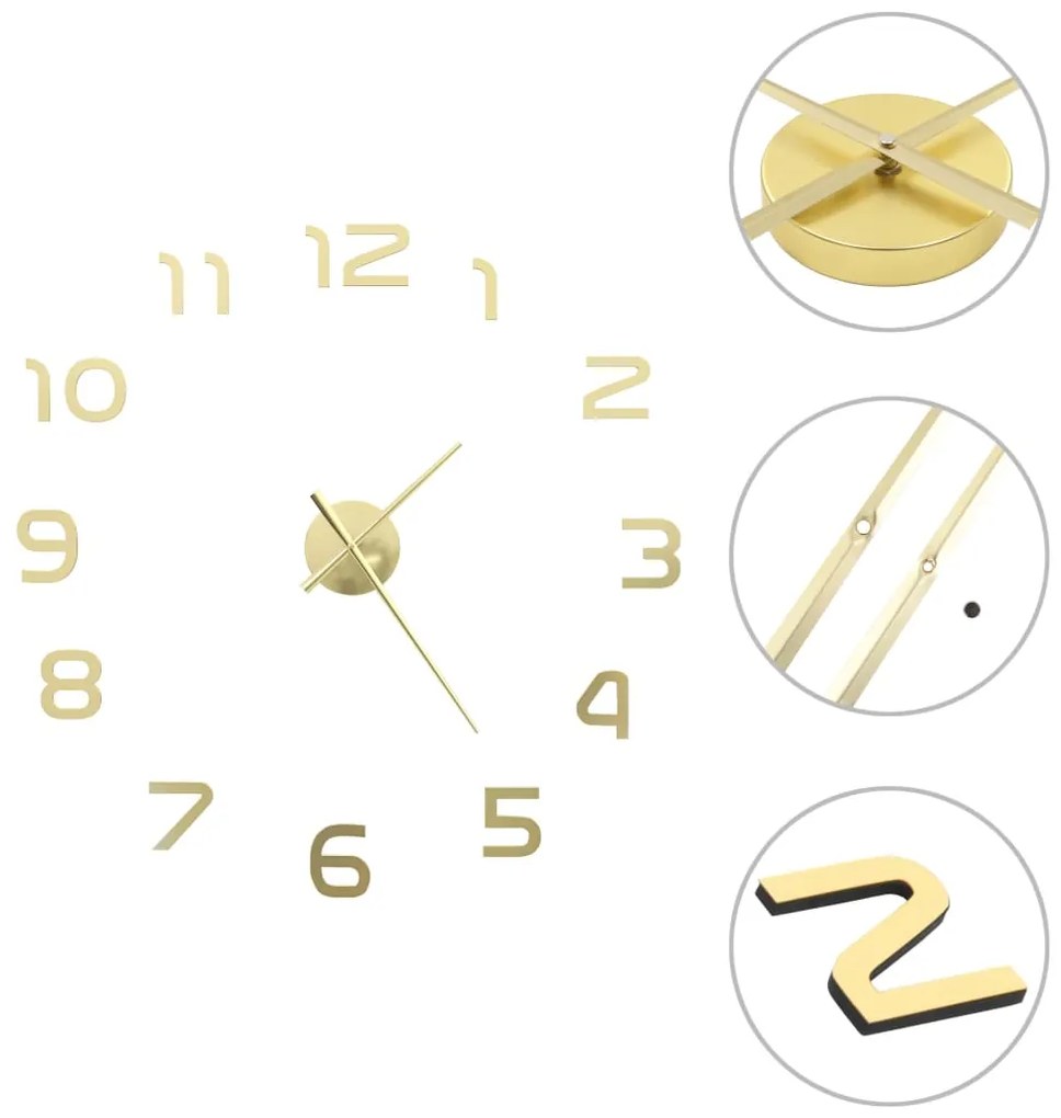 Ρολόι Τοίχου Τρισδιάστατο Μοντέρνο Χρυσό 100 εκ. XXL