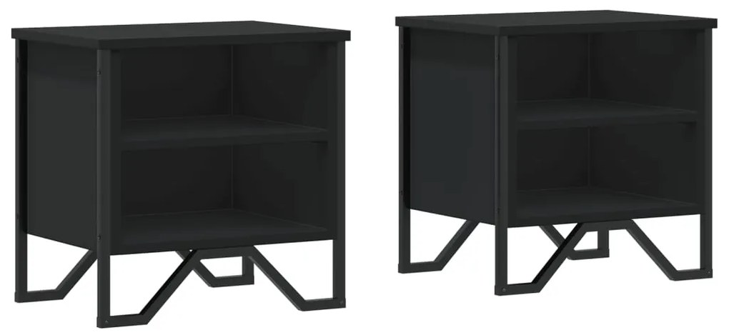 vidaXL Κομοδίνο Μαύρο 2 τεμ. 40 x 30 x 40 εκ. από Επεξεργασμένο Ξύλο
