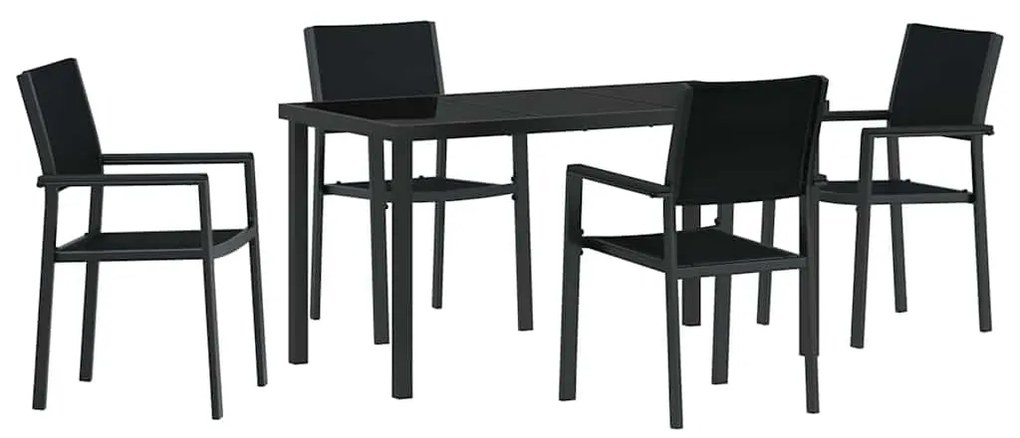 vidaXL Σέτ φαγητού για κήπο 5 pcs Μαύρο Πολυ ράταν