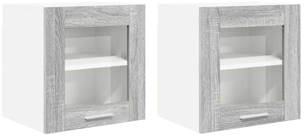 vidaXL Κρεμαστό ντουλάπι με πόρτα 2 pcs Γκρίζο Σονομα 40 x 31 x 40 εκ.