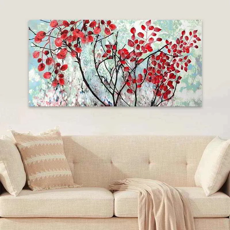 Πίνακας σε καμβά Red Leaves&quot; Megapap ψηφιακής εκτύπωσης 140x70x3εκ.&quot;