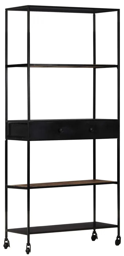 vidaXL Βιβλιοθήκη 80x35x180 εκ. από Ακατέργαστο Ξύλο Μάνγκο &amp; Σίδηρο