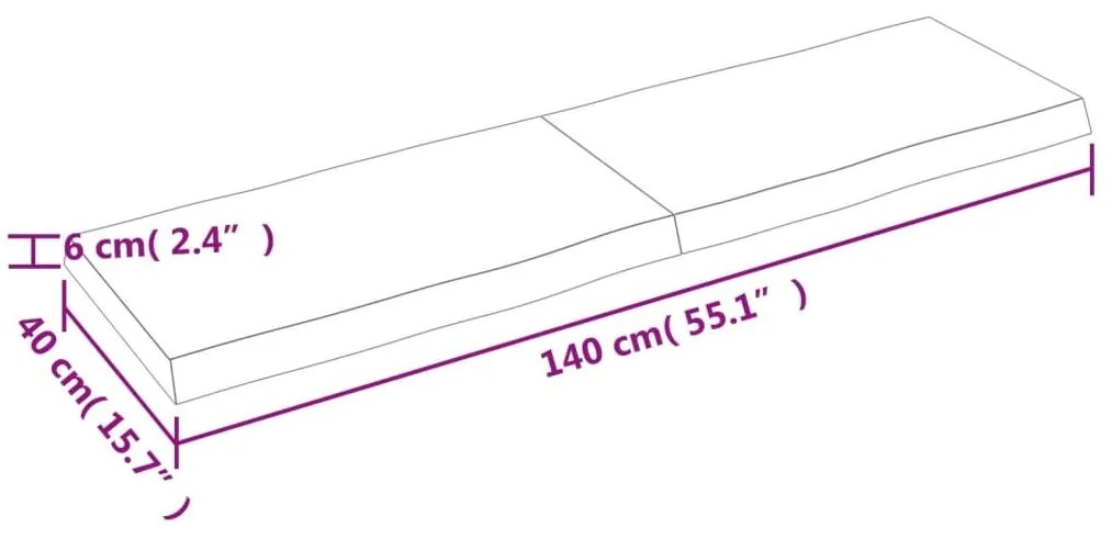 Επιφ Τραπεζιού Αν Καφέ 140x40x(2-6)εκ.Ακατέργ. Μασίφ Ξύλο Δρυός - Καφέ