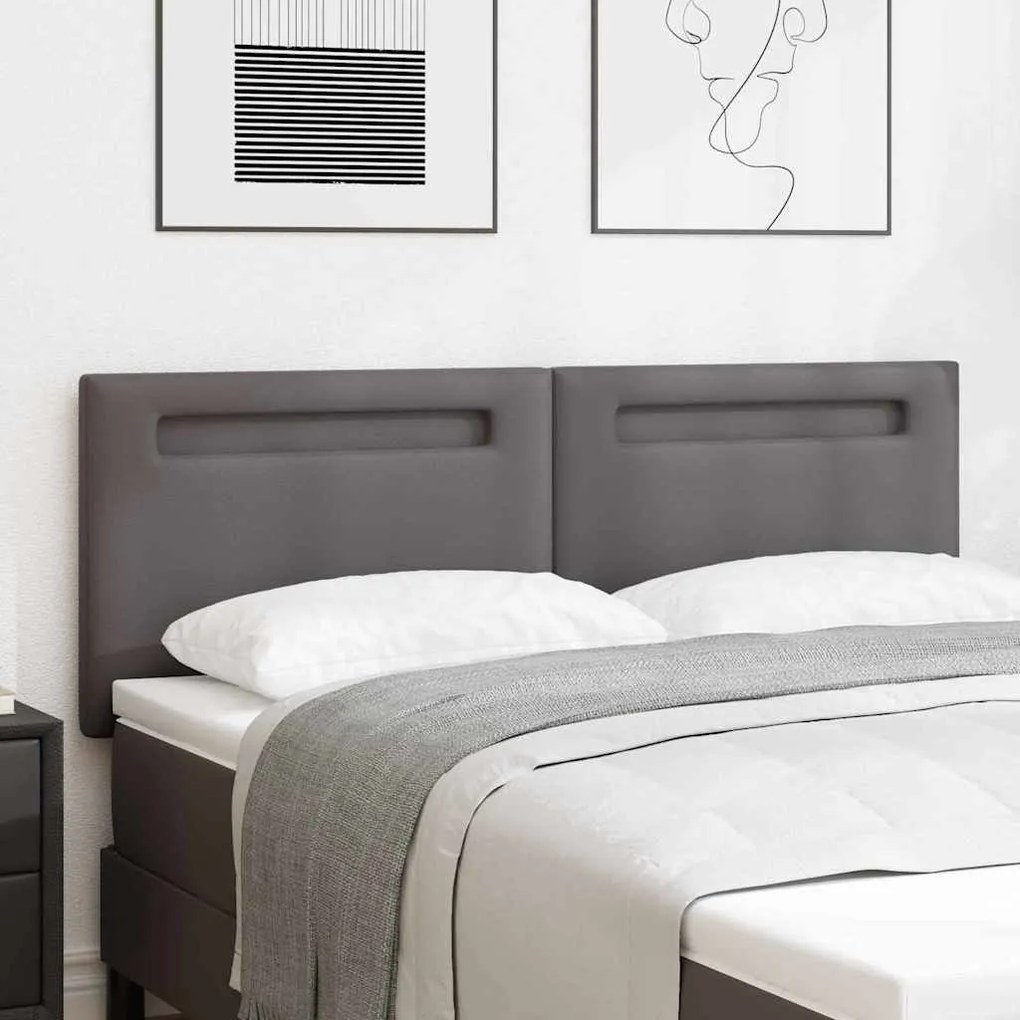 vidaXL Κεφαλάρι με φώτα λωρίδας LED Επιτοίχιο Γκρι 144 cm PVC