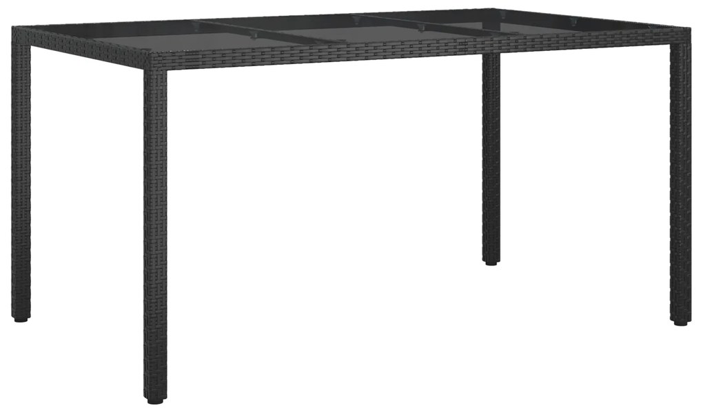 vidaXL Τραπέζι Φαγητού Κήπου Μαύρο 150x90x75 εκ Πολυ Ρατάν