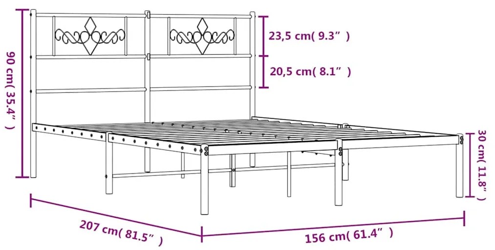 ΠΛΑΙΣΙΟ ΚΡΕΒΑΤΙΟΥ ΜΕ ΚΕΦΑΛΑΡΙ ΛΕΥΚΟ 150 X 200 ΕΚ. ΜΕΤΑΛΛΙΚΟ 355318