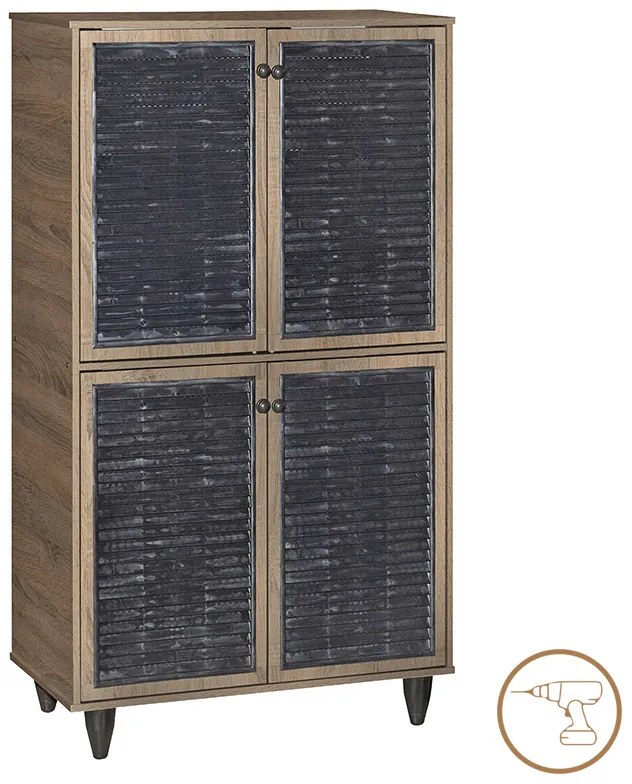 Παπουτσοθήκη-ντουλάπι Ronan pakoworld χρώμα καρυδί 70.5x35x122εκ