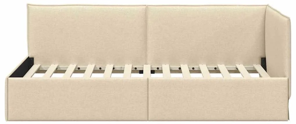 vidaXL Κρεβάτι Γωνίας με κεφαλάρι Κρεμ 90 x 190 cm ύφασμα