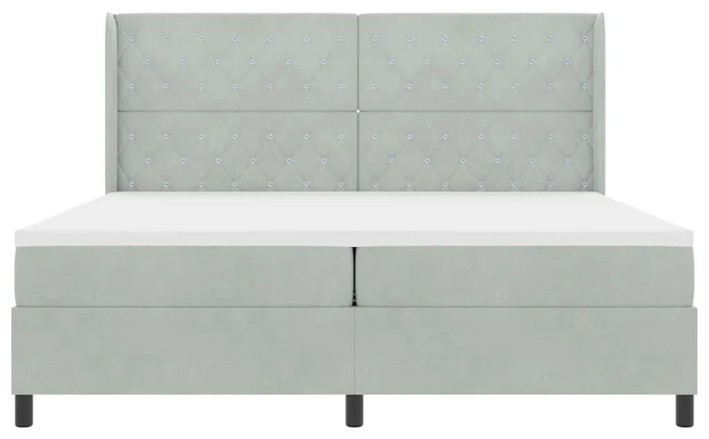 vidaXL Κρεβάτι με ελατήρια Ανοιχτό γκρι 200 x 200 cm Βελούδο