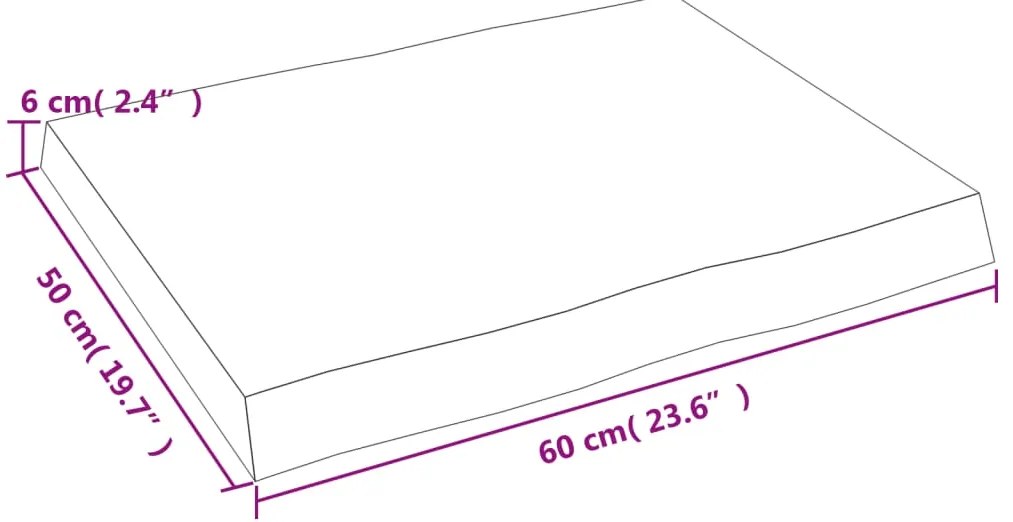 Επιφ Τραπεζιού Αν Καφέ 60x50x(2-6)εκ. Ακατέργ. Μασίφ Ξύλο Δρυός - Καφέ
