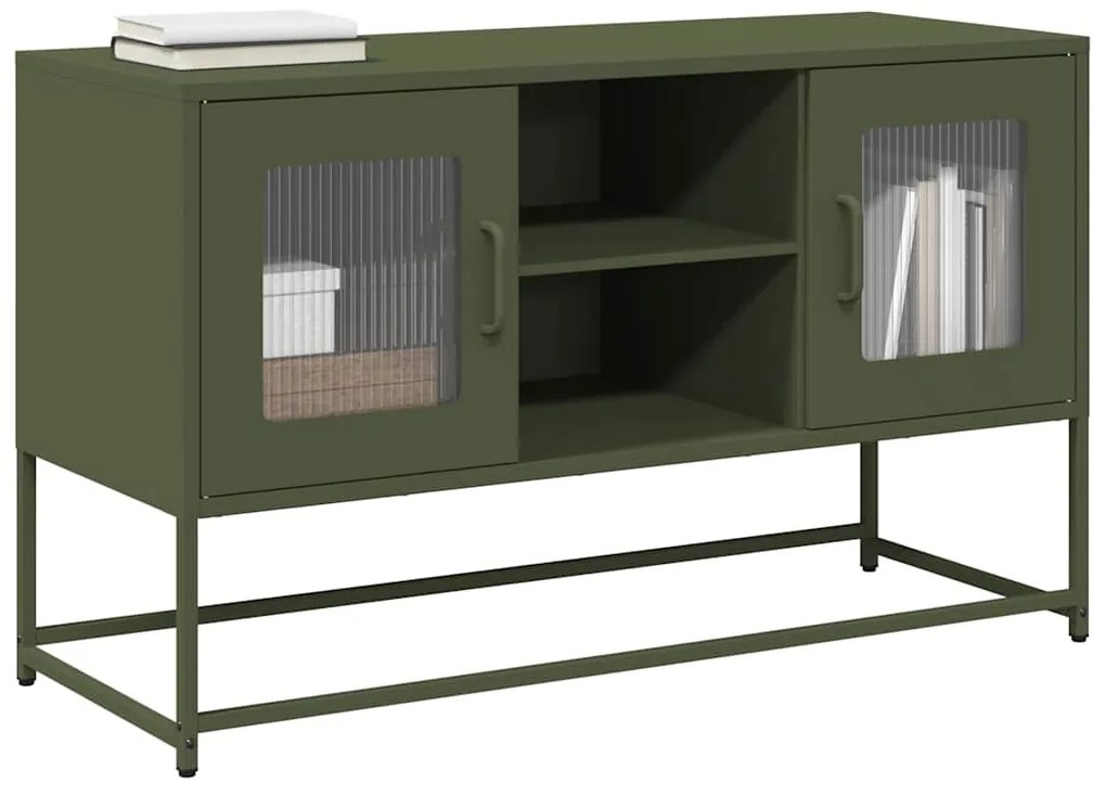 vidaXL Έπιπλο Τηλεόρασης Πράσινο Λαδί 100,5x39x60,5 εκ. από Ατσάλι