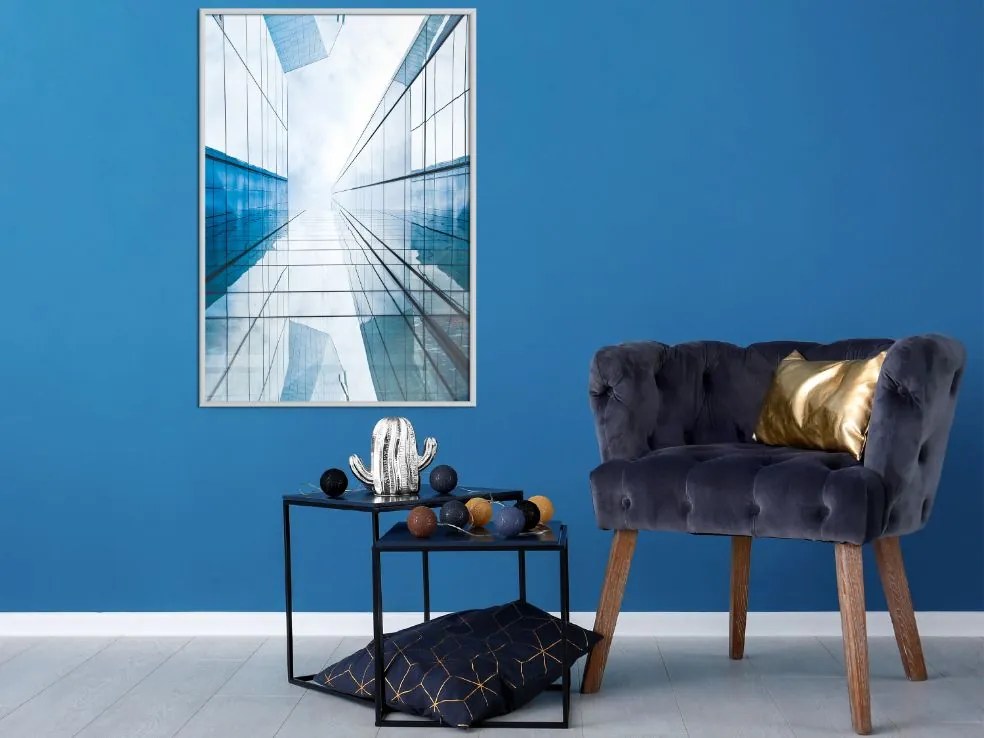 Αφίσα - Steel and Glass (Blue) - 20x30 - Χρυσό - Χωρίς πασπαρτού