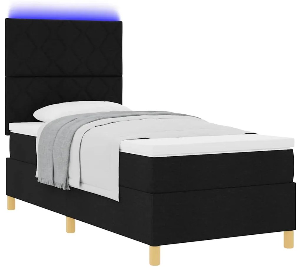 vidaXL Κρεβάτι με ελατήρια με στρώμα Μαύρο 100 x 200 cm ύφασμα