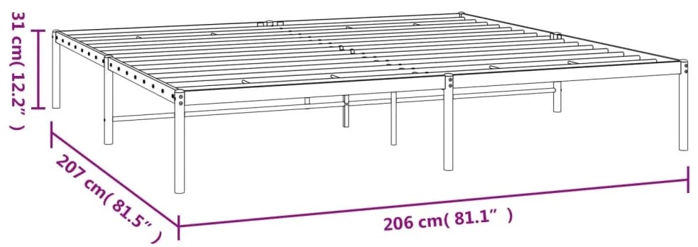 Πλαίσιο Κρεβατιού Μαύρο 200 x 200 εκ. Μεταλλικό - Μαύρο