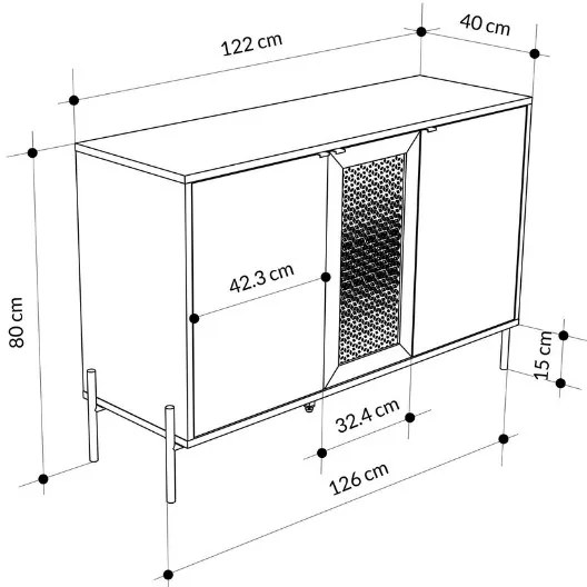Μπουφές Naive Megapap χρώμα sapphire oak 126x40x80εκ.
