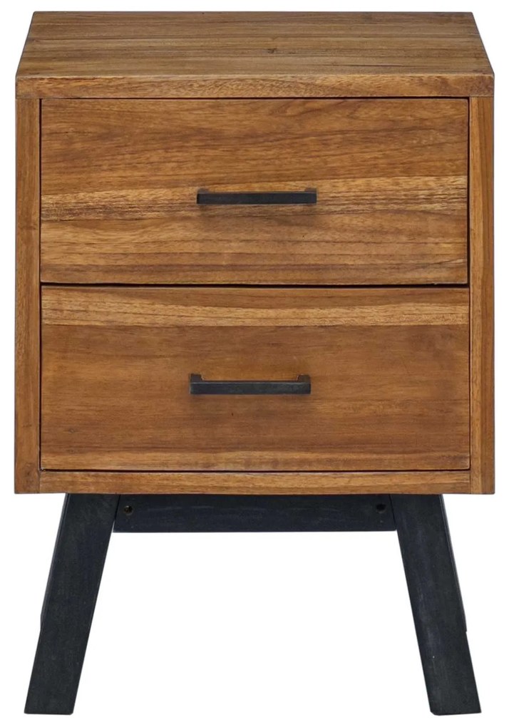 vidaXL Κομοδίνο με συρτάρι Φυσικό 40 x 35 x 55 εκ Στερεό Ξύλο Τίκ