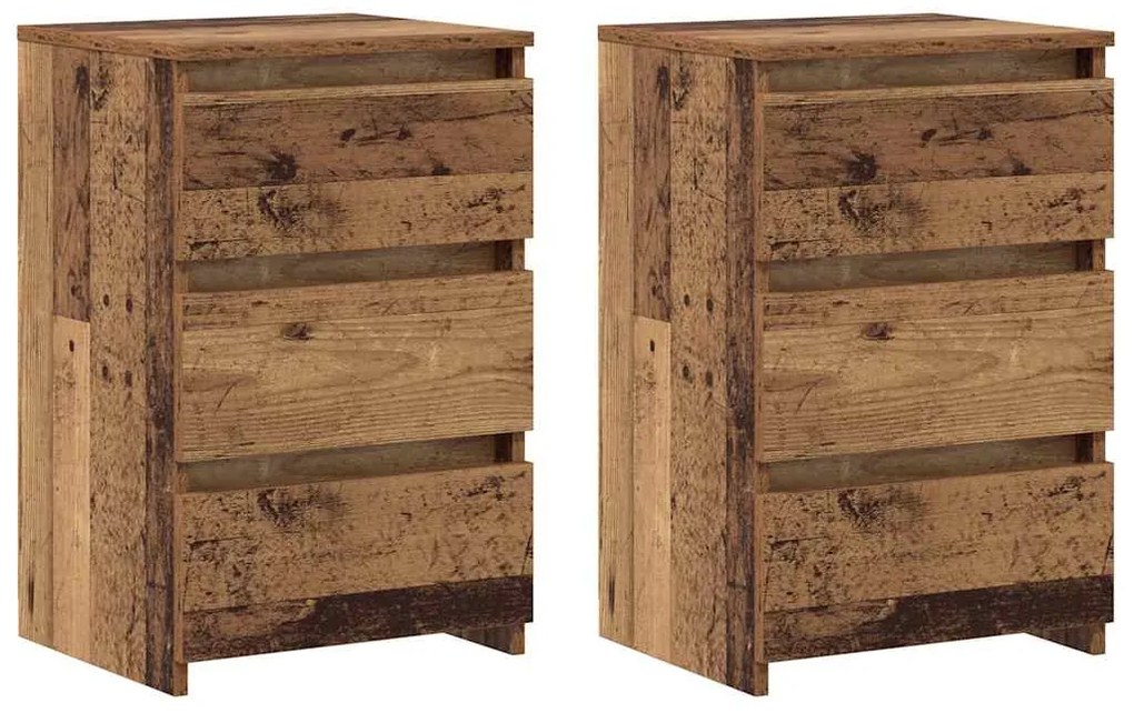 vidaXL Κομοδίνα 2 τεμ. Όψη Παλαιού Ξύλου 40x35x62,5 εκ. από Επεξ. Ξύλο
