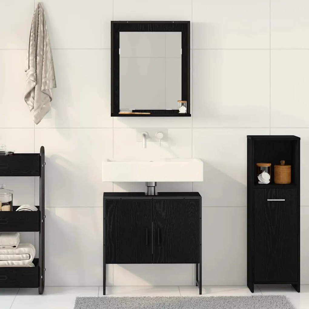 vidaXL Σετ Επίπλων Μπάνιου με αποθήκευση 2 pcs Μαύρο 60 x 33 x 60 εκ