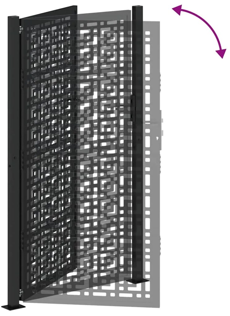 Πύλη κήπου Μαύρη 105x180 cm Ατσάλινος σταυρός σχεδιασμού - Μαύρο