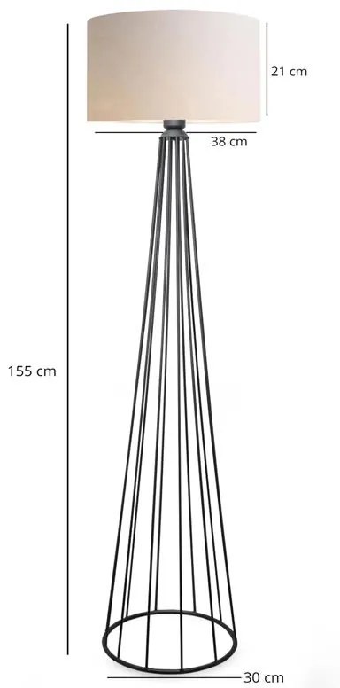 Φωτιστικό δαπέδου Firdo I Ε27 ύφασμα κρέμα-μέταλλο μαύρο Φ38x121εκ 38x38x121 εκ.