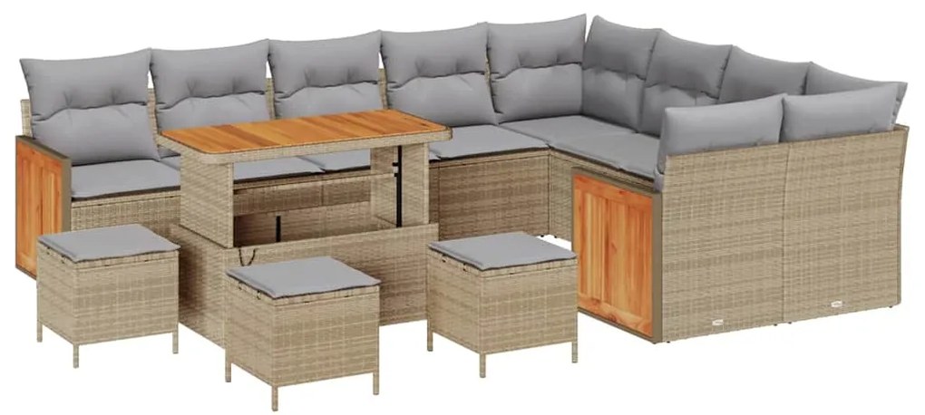 vidaXL Σετ Καναπέ Κήπου 13 pcs Μπεζ, Ανοιχτό γκρι 110 x 55 x 71 εκ