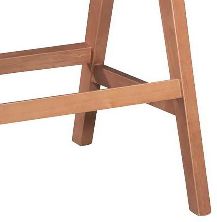 Σκαμπό bar με μπράτσα Winslow pakoworld ξύλο rubberwood ανοικτό καρυδί-pvc rattan φυσικό-ύφασμα γκρι