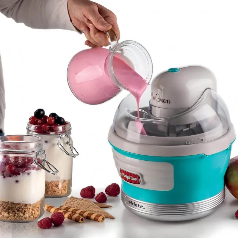 Παγωτομηχανή Ariete PARTY TIME 0643/01, 12W, 1,5 l, 30 min, Αφαιρούμενο μπολ, Τυρκουάζ
