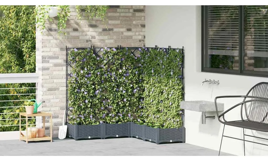 vidaXL Κηποτινάκι με Τρέλα 5 pcs Ανοιχτό γκρι 120 x 120 x 125.5 εκ. PP