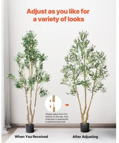 VEVOR 210cm Artificial Olive Tree Tall Fake Plant with Pot for Home Office