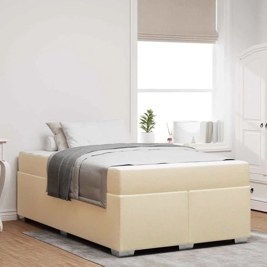 vidaXL Σκελετός Κρεβατιού Κρεμ 120 x 190 cm ύφασμα
