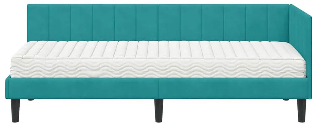 vidaXL Κρεβάτι γωνίας με στρώμα με στρώμα 2 pcs Τιρκουάζ Βελούδο