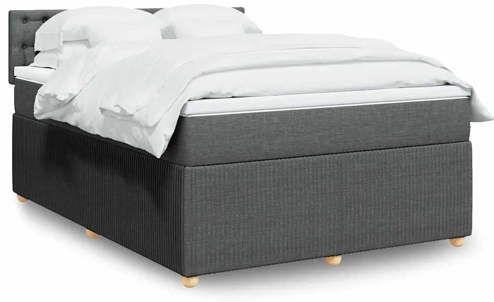 vidaXL Κρεβάτι Boxspring με Στρώμα Σκούρο Γκρι 160x200 εκ Υφασμάτινο