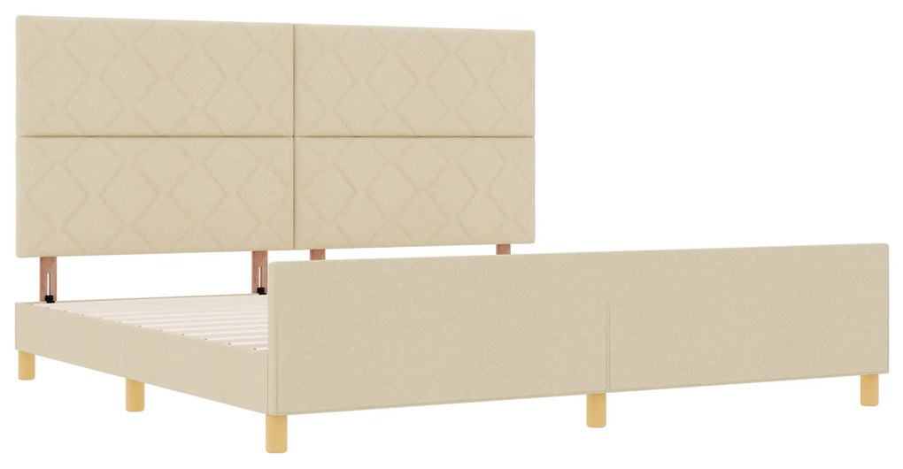vidaXL Σκελετός Κρεβατιού με κεφαλάρι Κρεμ 200 x 200 cm ύφασμα