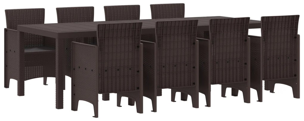 vidaXL Σετ Τραπεζαρίας Κήπου 9 pcs Καφέ 250 x 100 x 73 εκ