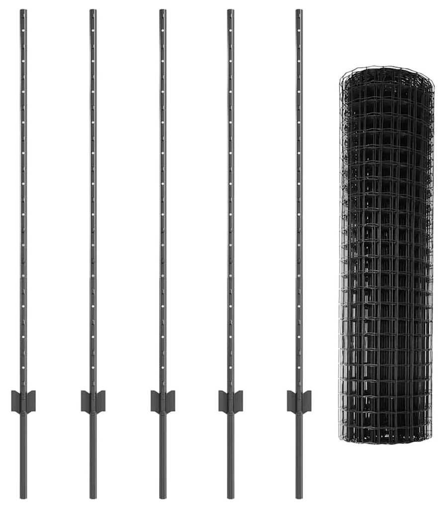 vidaXL Τεντώτο με στήριγμα Γκρι 1,2 x 10 m Χάλυβας και PVC