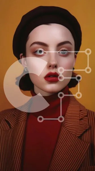 Intra Συλλεκτικό Ξύλινο Παζλ Plywood 4mm - Σοβαρή γυναίκα με κόκκινο μπερέ και καφέ σακάκι Σε Ξύλινο Κουτί - Διαστάσεις Puzzle: 10x10 cm – 25 κομμάτια