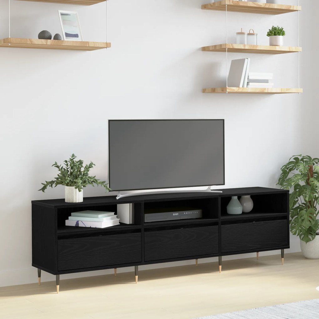 vidaXL Ντουλάπι τηλεόρασης Μαύρη Δρυς 150x30x44.5 εκ. Επεξεργασμένο Ξύλο