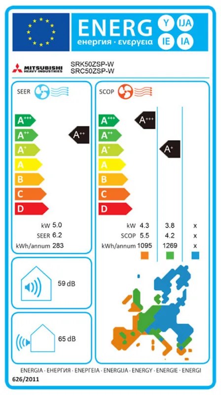 Κλιματιστικό inverter Mitsubishi Heavy Industries SRK / SRC 50 ZSP-W, 18000 BTU, A++, Έως 35 m2, Αυτοκαθαριζόμενο, Λειτουργία ύπνου, Απόψυξη, Λευκό