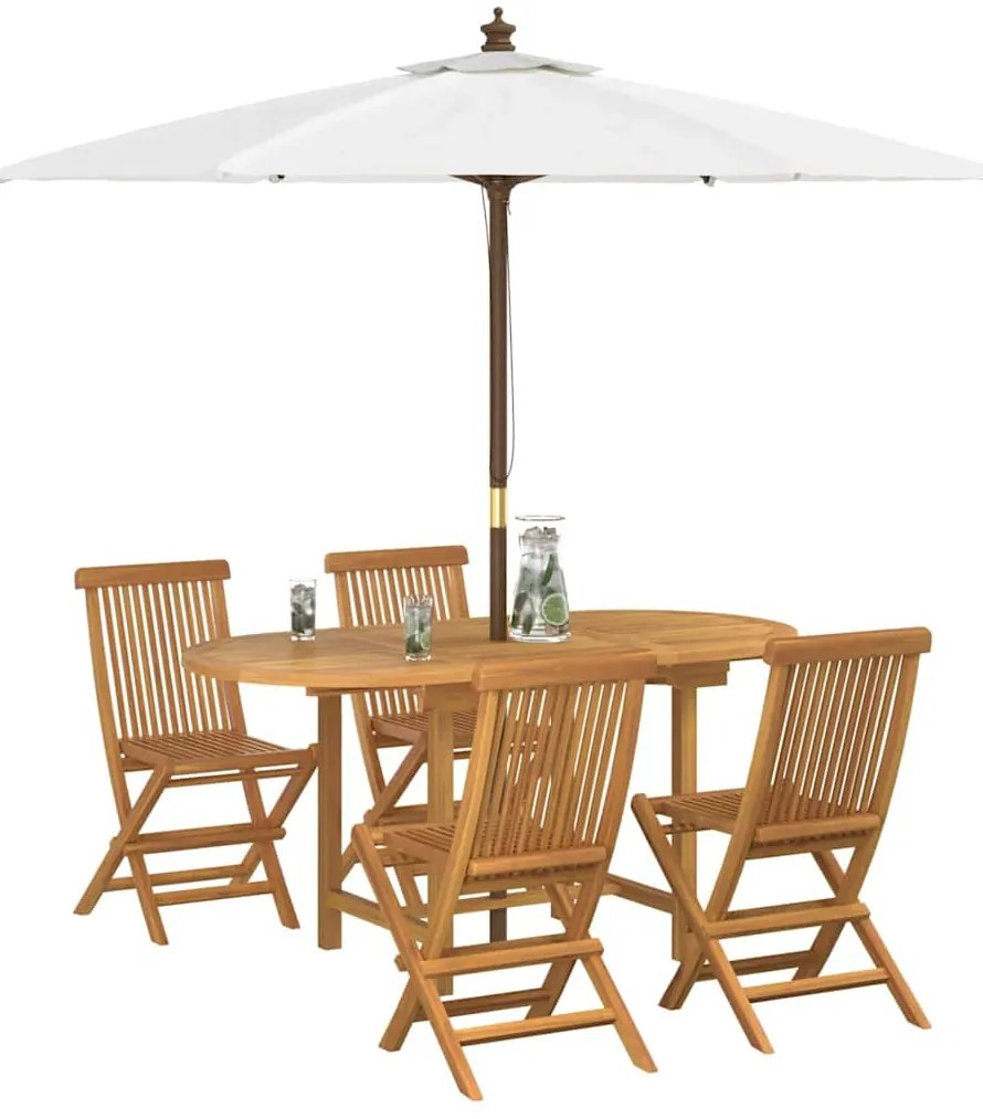 vidaXL Σέτ φαγητού για κήπο 5 pcs Καφέ Στερεό Ξύλο Τίκ