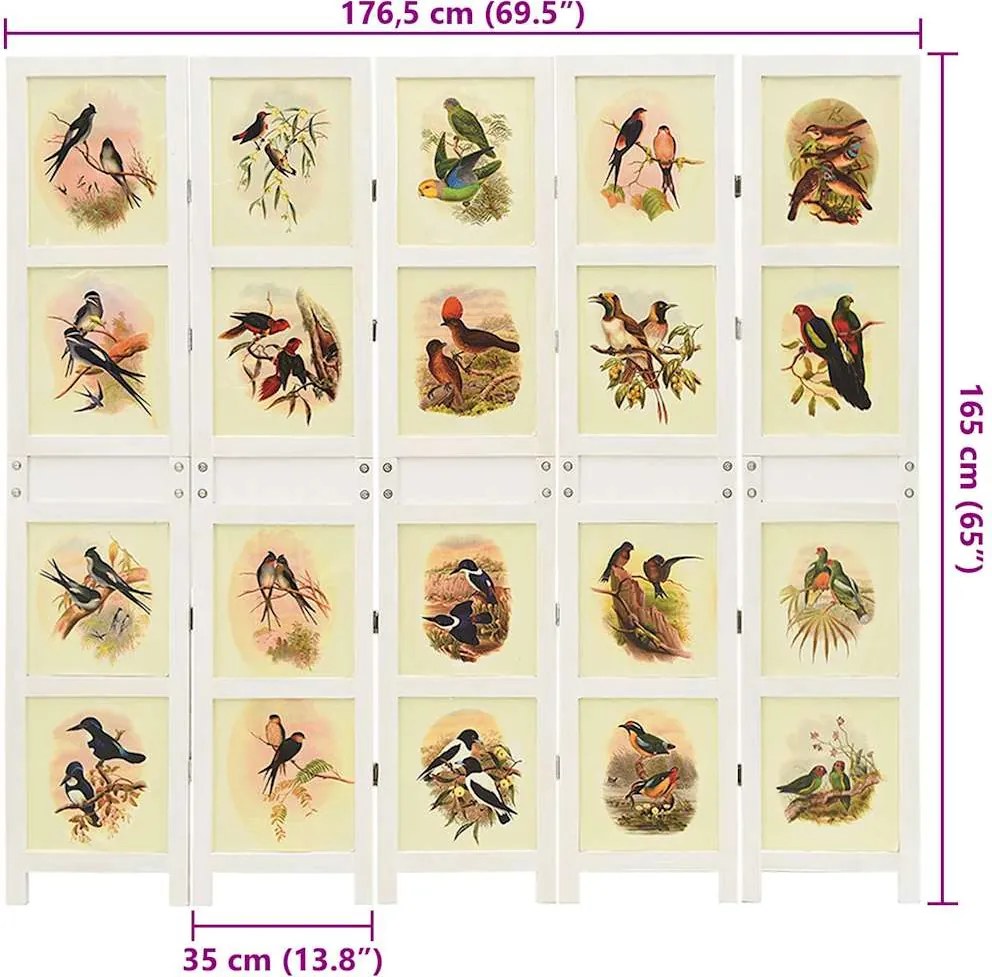 vidaXL Ρομδιβίδερ Πάνελ Λευκό 176,5 x 165 εκ. MDF