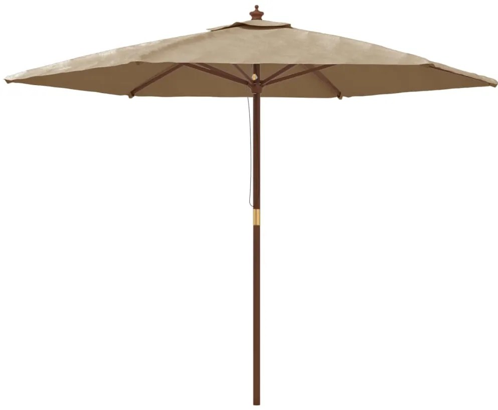 vidaXL Ομπρέλα Κήπου με Ξύλινο Ιστό Taupe 299 x 240 εκ.