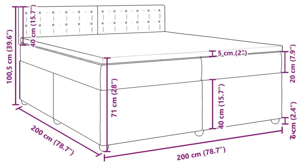 Κρεβάτι Boxspring με Στρώμα Σκούρο Καφέ 200x200 εκ. Υφασμάτινο - Καφέ