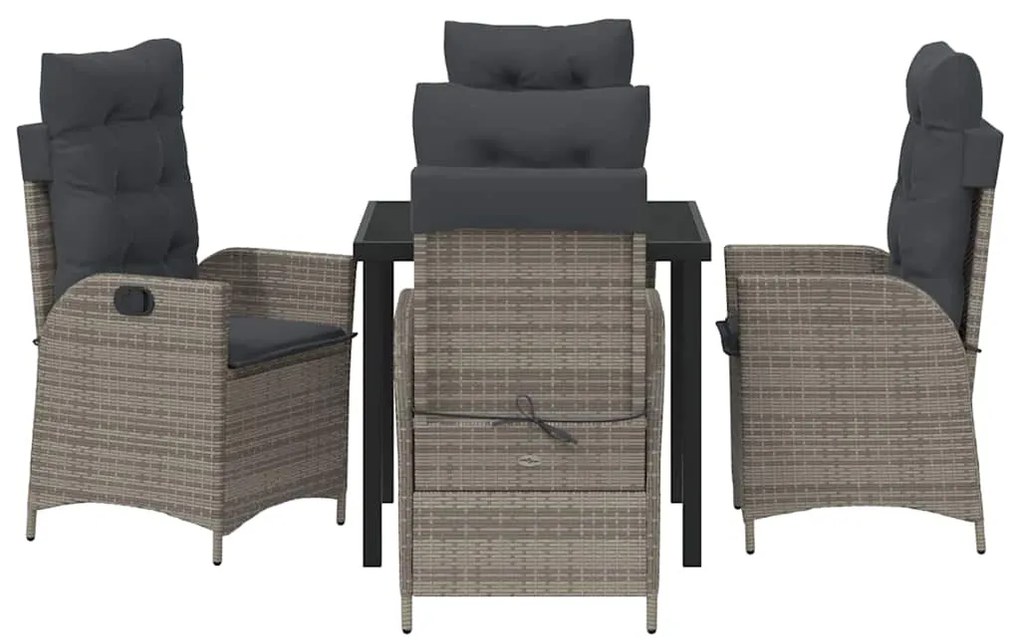 vidaXL Σέτ φαγητού για κήπο με μαξιλάρι 5 pcs Γκρι συνθετικό ρατάν