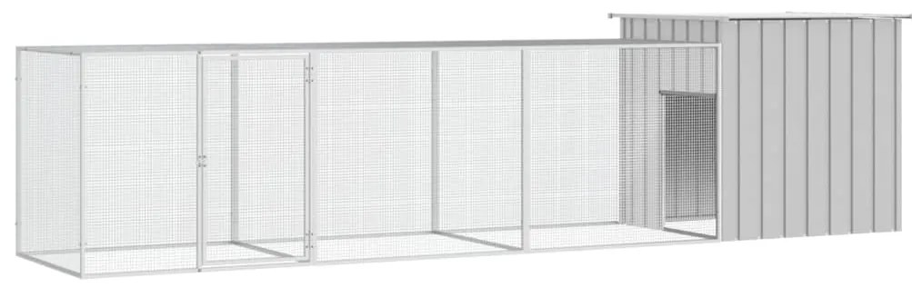 vidaXL Κοτέτσι - Κλουβί Γκρι 400x91x100 εκ. από Γαλβανισμένο Χάλυβα
